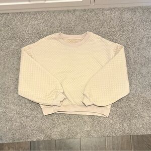Cream Crewneck Sweater with Relaxed Fit